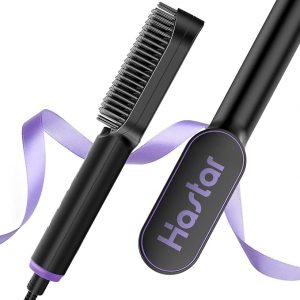 Hastar Hair Straightener Brush, Negative Ion Straightening Brush, Hair Straightener Comb for Women, 30s Fast Heating with 6 Temp Mode for Smooth Frizz - Fr