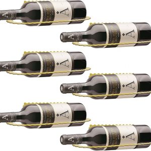 DAYSUP Wall Wine Rack, Wine Bottle Holder for 6 Bottles, 6Pcs Wall - Mounted Wine Rack, Hanging Freely Metal Rack for Bar, Living Room, Kitchen, Gold