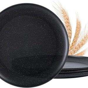 MISS BIG Dinner Plates, 10 inches Plastic Plates Set of 4, Lightweight Wheat Straw Plates, for Children & Adult Unbreakable Dinnerware Plates, No BPAs