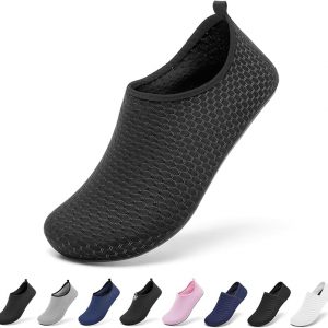 Racqua Water Shoes Quick - Dry Aqua Socks Shoes Lightweight Swim Pool Wet Beach Shoes Non - Slip Sea Shoes for Men Women Black 7 - 8 Women/6 - 7 Men