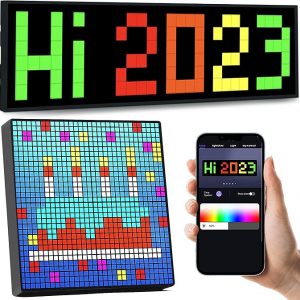 Neonawall Pixel Digital Clock Art Display with APP Control, Large Size 4 Pack of 8 X 8 LED Panel Display Frame for Gaming Room Decoration, Time Manager, for Kids