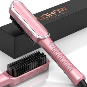 Hair Straightener Brush, Hot Comb Brush, Professional Ceramic Ionic Hot Air Brush Straightener for Women, Anti - Scald, Fast - Heat - up for Home, Travel and