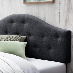 Edenbrook Legrand Upholstered Headboard for Full/Full XL Size Bed - Arched, Button - Tufted Headboard - Charcoal